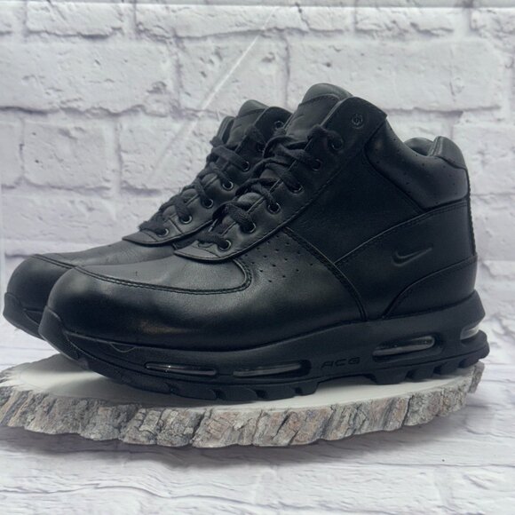 Nike Air Max ACG Goadome Shoes Triple Black Mens 10.5 Leather 865031-009 Boots - Picture 1 of 13